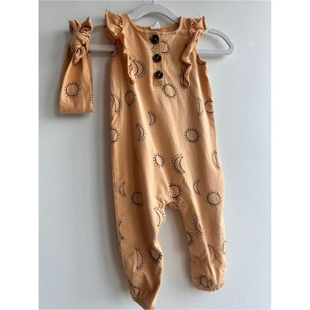 12M Sun Ruffle Baby Romper with Headband